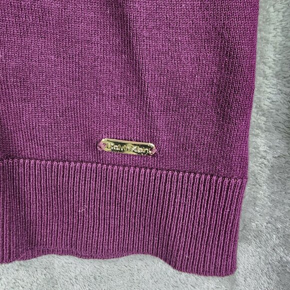 Womens Burgundy Calvin Klein Sweater Mock Neck Long Sleeve Button Detail Size L - Picture 5 of 13